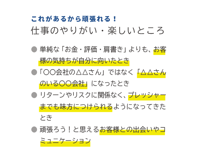 自社の商品やサービスの魅力をより多くのお客様に伝える仕事